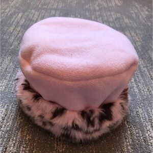 Baby Girl Fleece Hat With Faux Fur Size 12 months